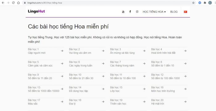 Trang web học tiếng trung online miễn phí tại nhà - LingoHut