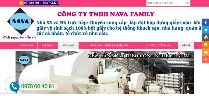 Công ty sản xuất giấy vệ sinh - nguồn: Công Ty TNHH Nava Family