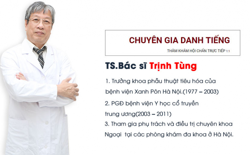 phòng khám trĩ ở Hà Nội - Phòng khám tư nhân của tiến sĩ, bác sĩ Trịnh Tùng