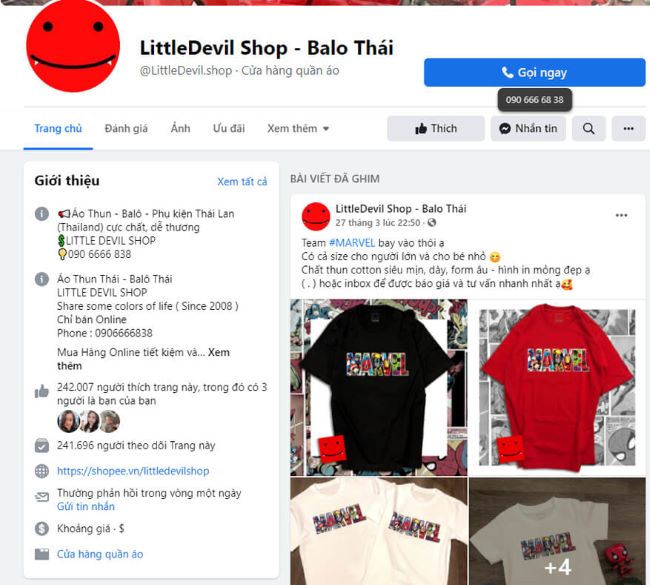 Shop áo thun Thái LittleDevilShop | Nguồn: LittleDevilShop